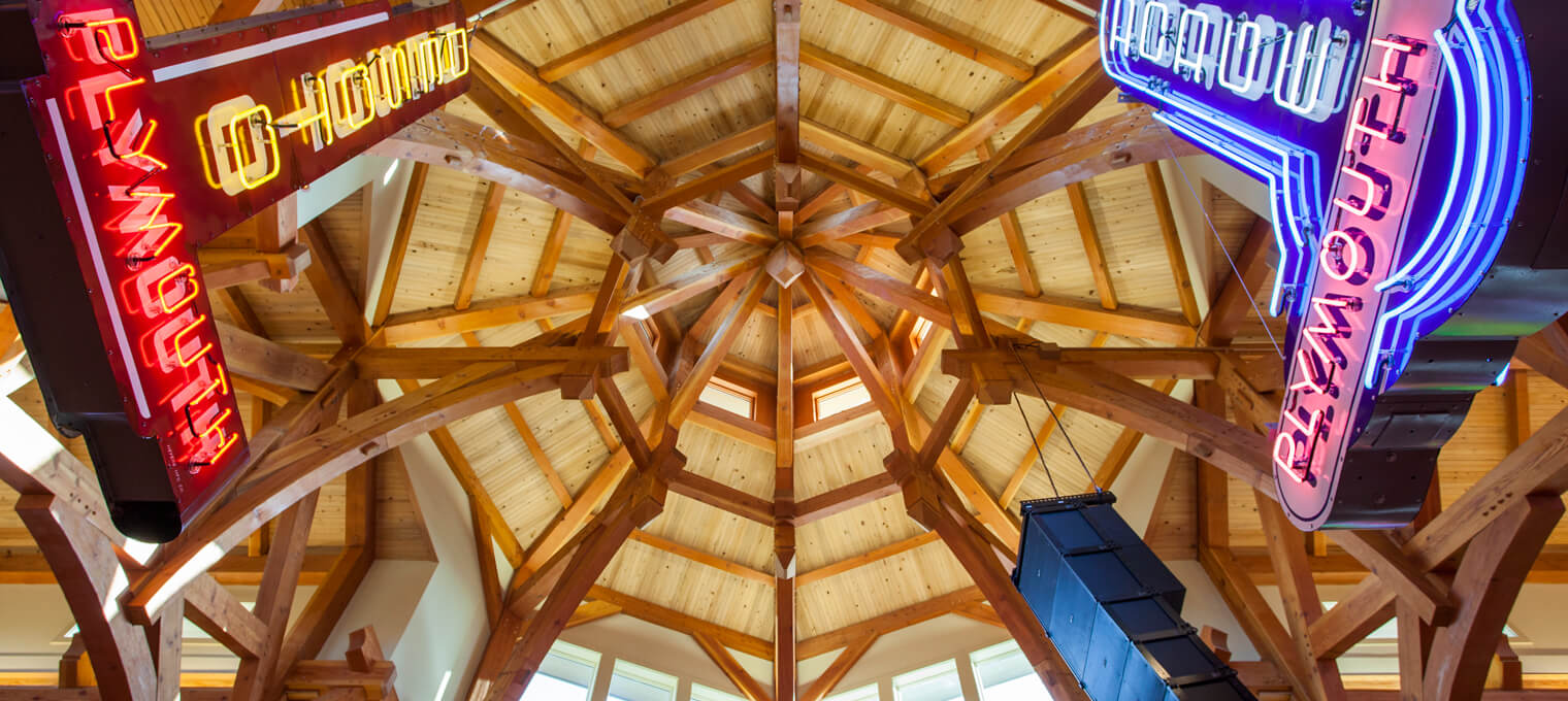 commercial timber frame hemi hideout car cathedral13
