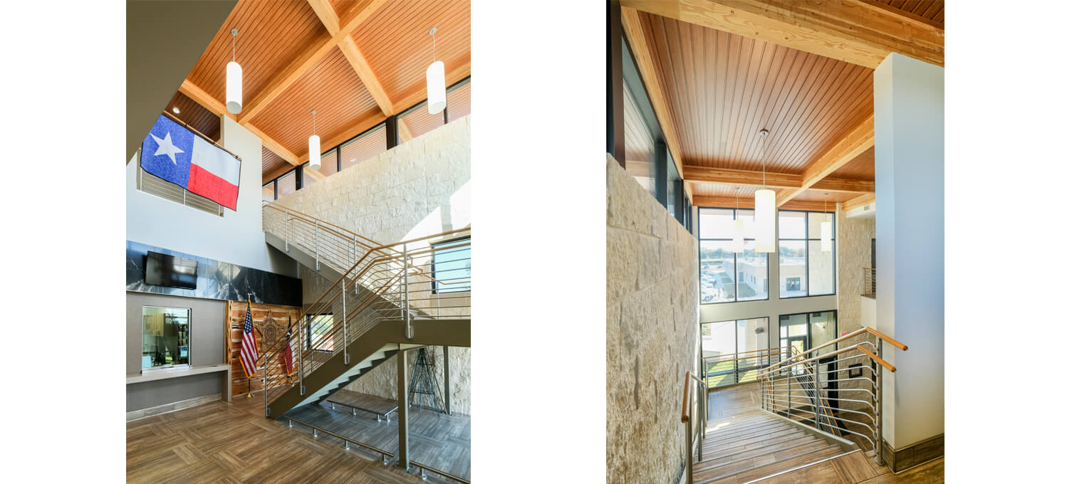 commercial timber frame Office Building in Boerne with Coffered Ceilings2