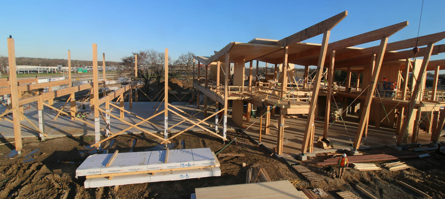 timber frame raising sherman bank commercial mass timber structure 27