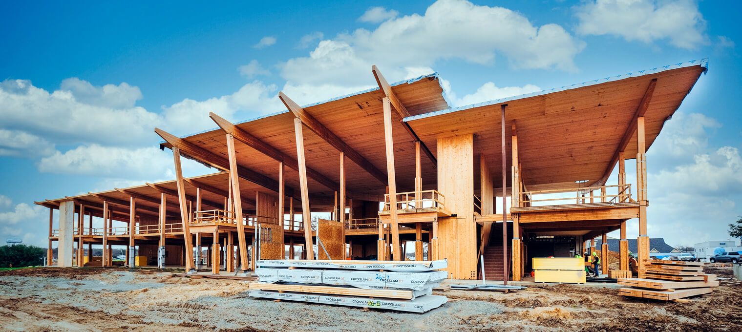 timber frame raising sherman bank commercial mass timber structure15