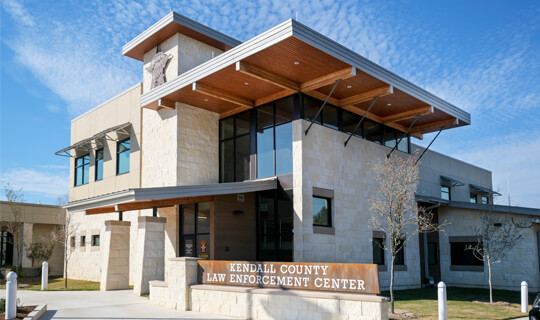 Commercial Timber Frame Boerne Office with Coffered Ceilings