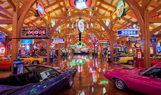 Commercial timber frame hemi hideout car cathedral