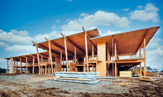 Commercial Mass Timber Frame Bank in Sherman, Texas