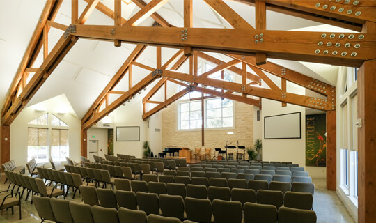 Commercial Timber Frame Trinity Church Trusses & Accents