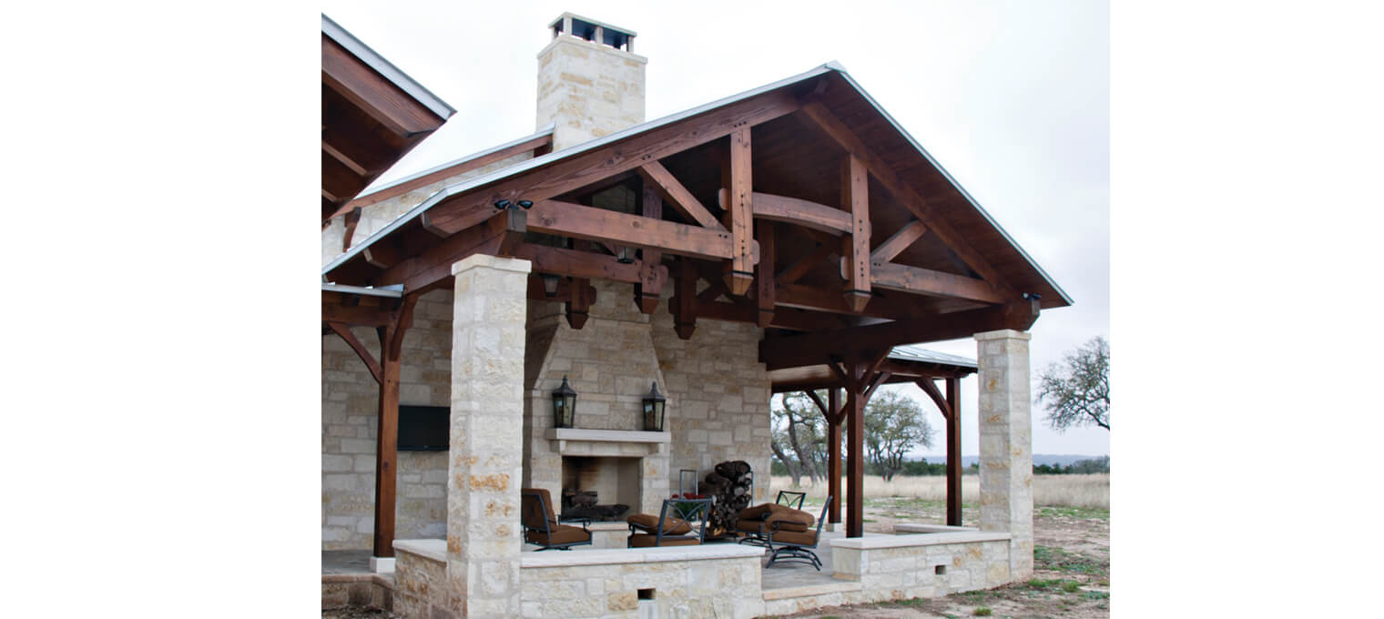 timber frame home exterior porch hybrid hill country 2