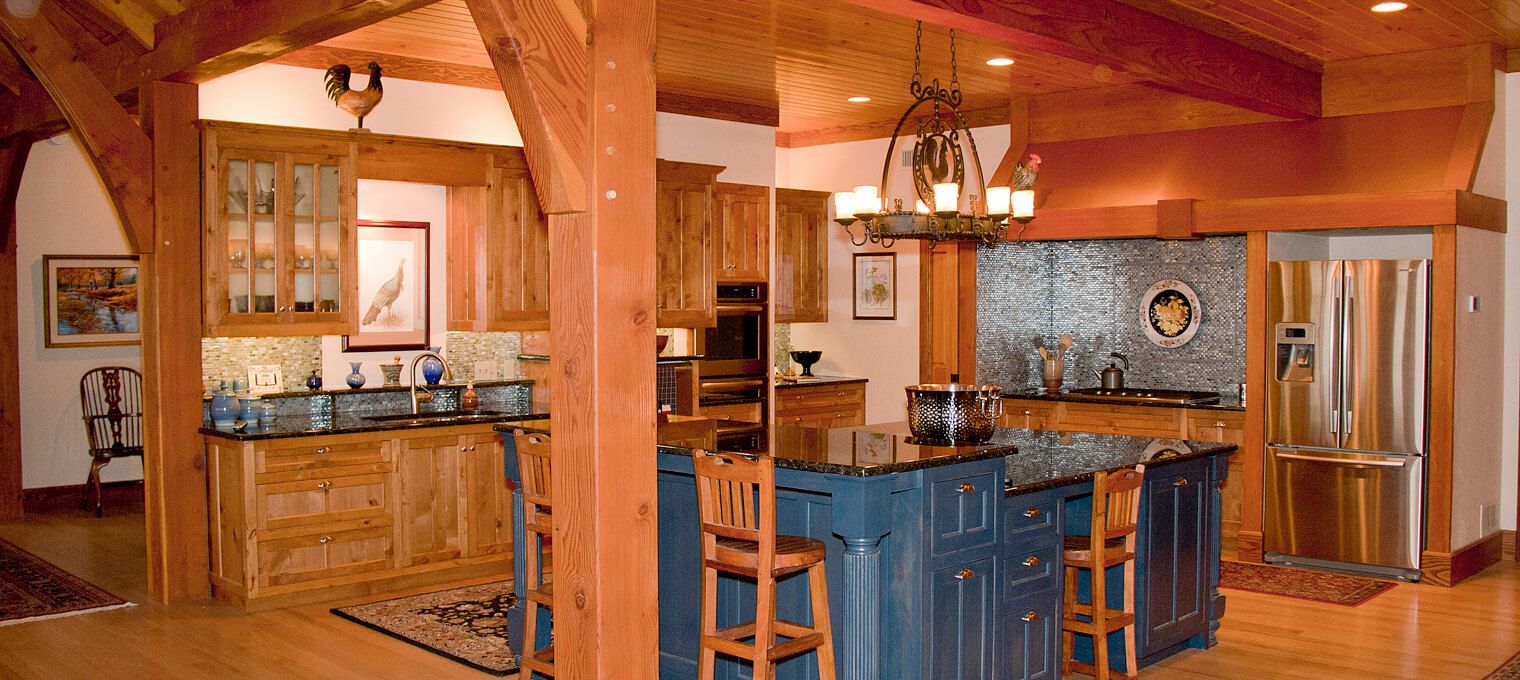 timber frame home kitchen country full frame 7