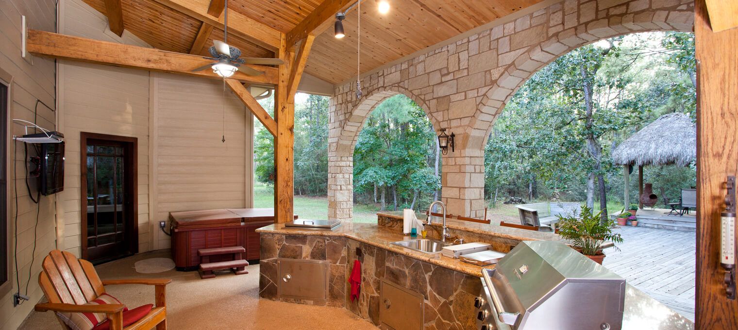 timber frame home kitchen grill houston timberframe 5