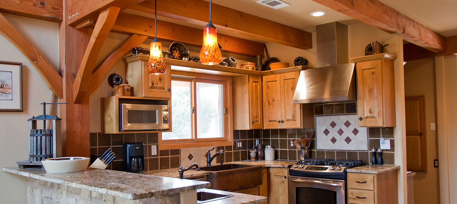 timber frame home kitchen weekend retreat 5