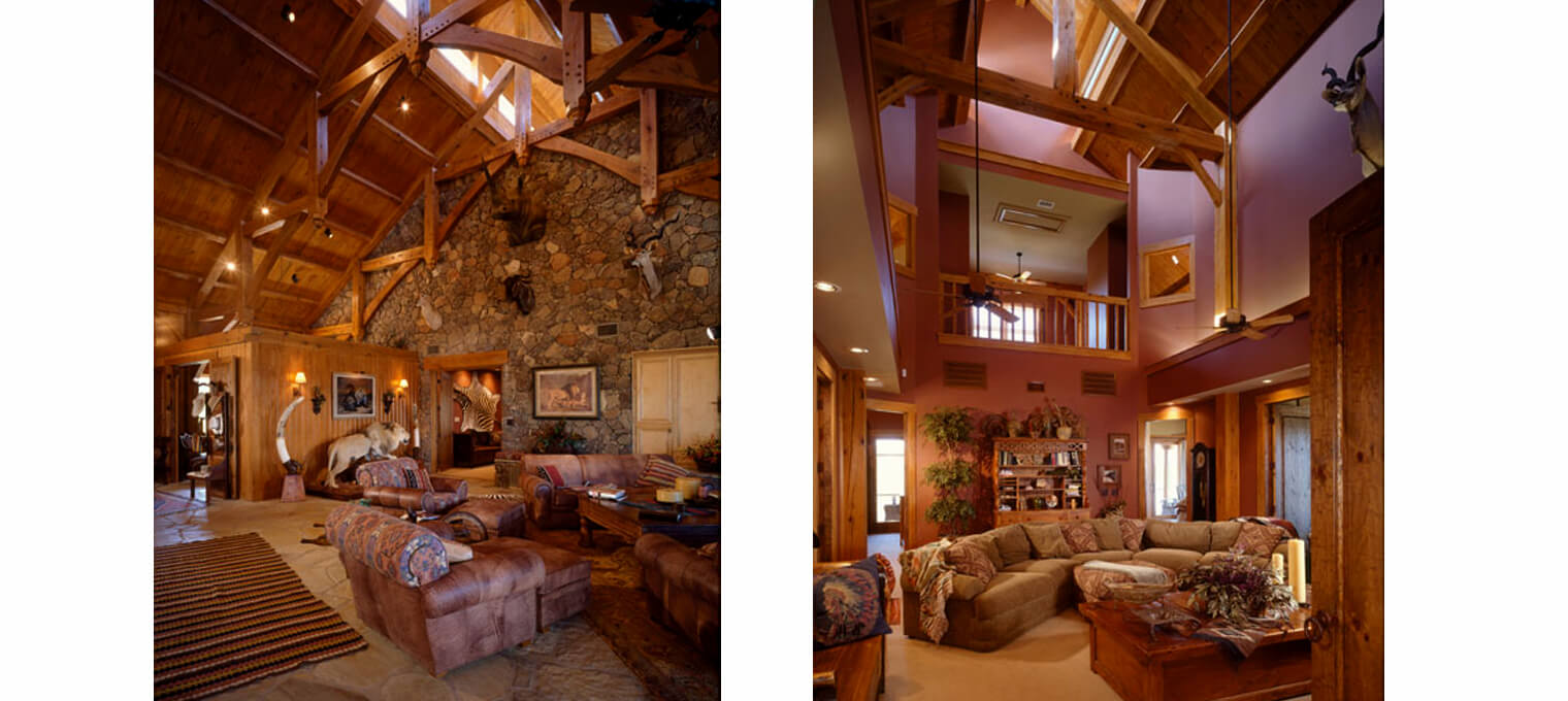 timber frame home loft big game greatroom 2