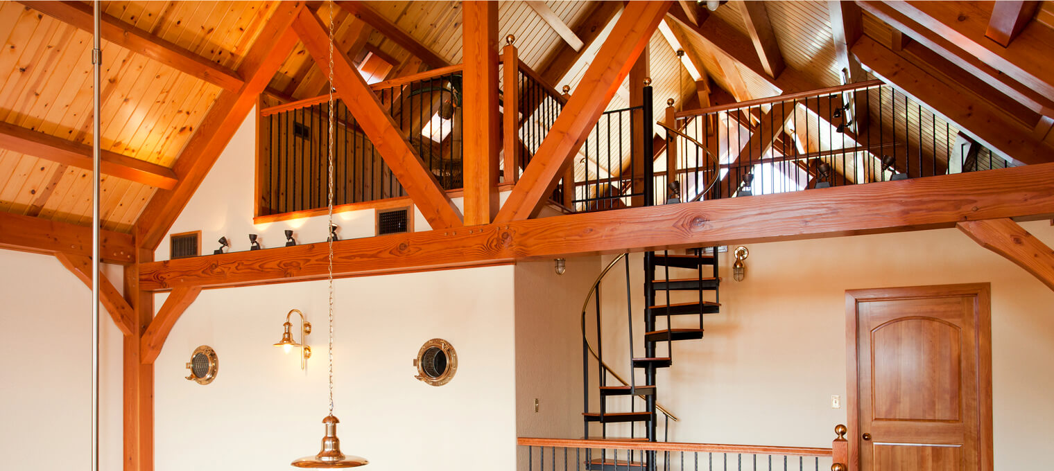 timber frame home loft trusses nautical design 9