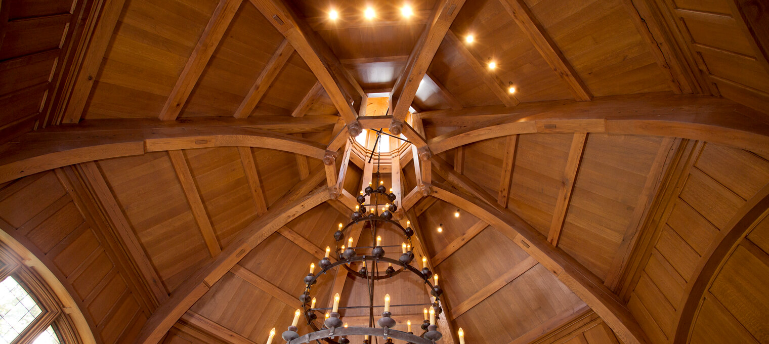 timber frame home octagon library project1