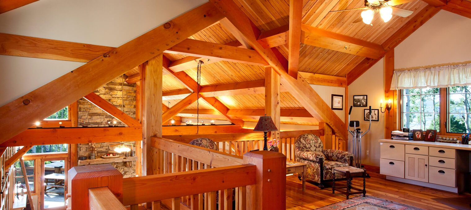 timber frame home office mountain retreat 9