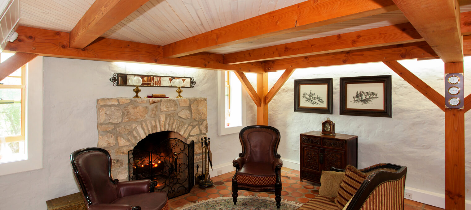 timber frame home stone house project4