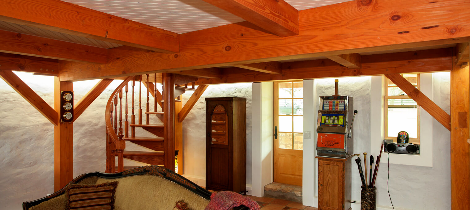 timber frame home stone house project5