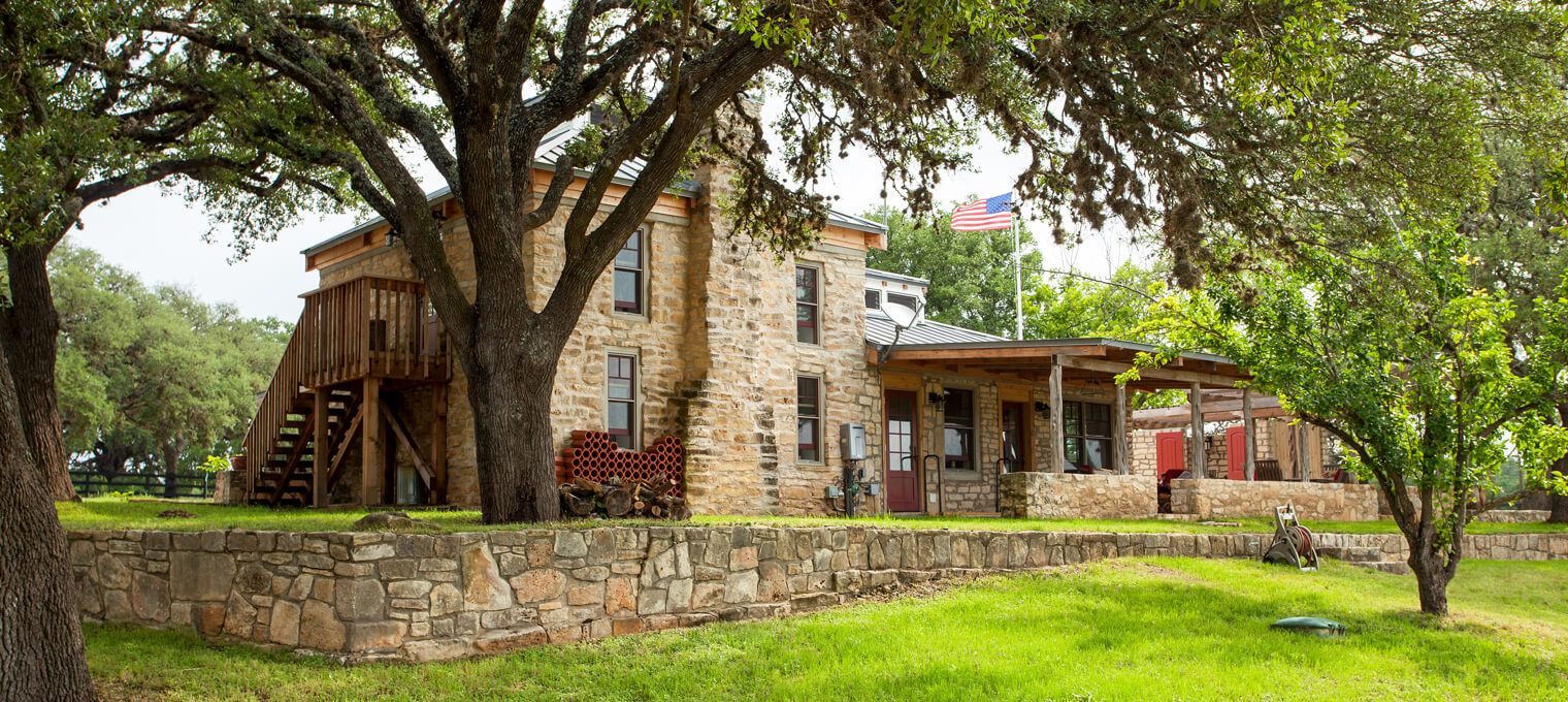 timber frame home stone house project8
