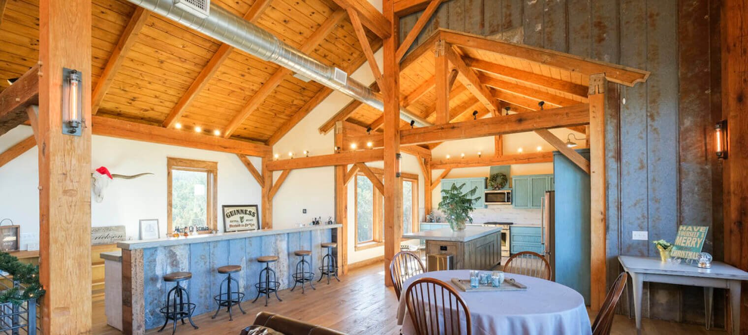 timber frame home hilltop party barn2