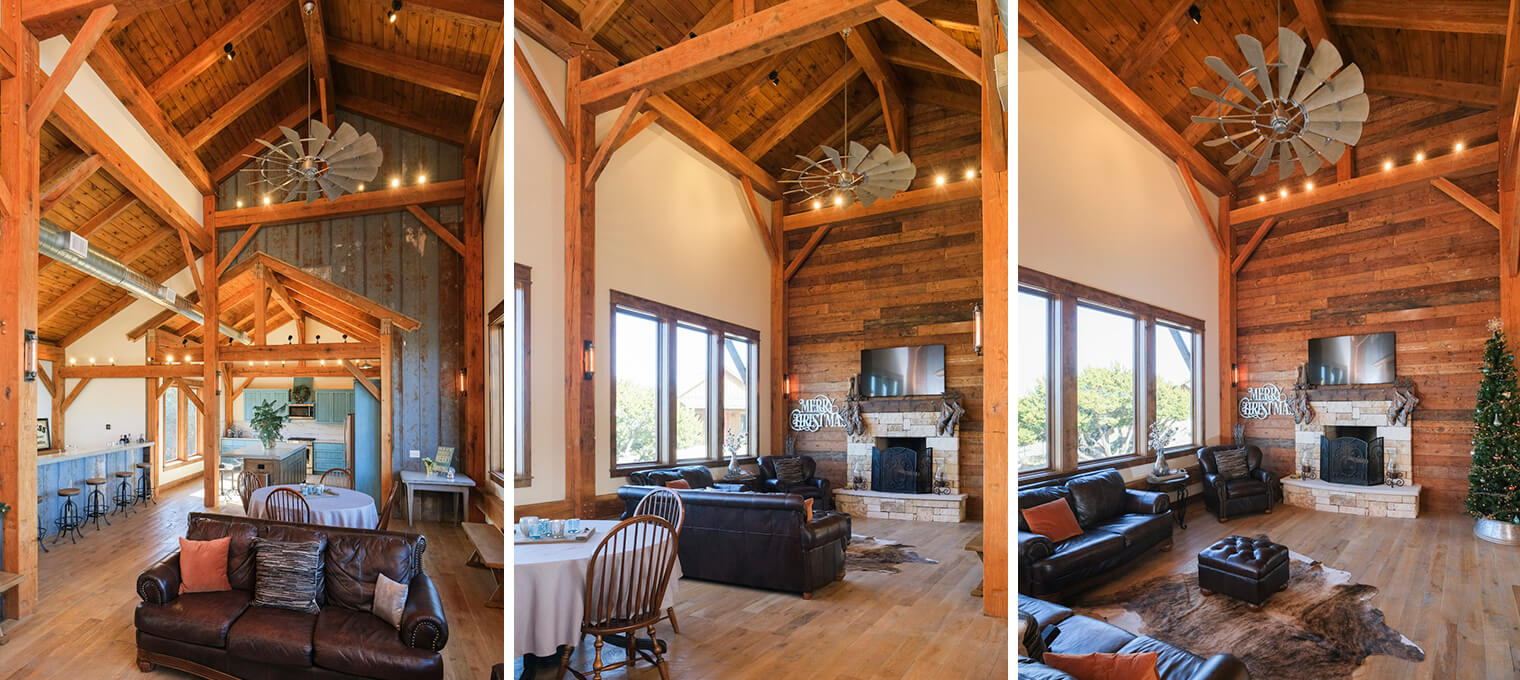 timber frame home hilltop party barn5