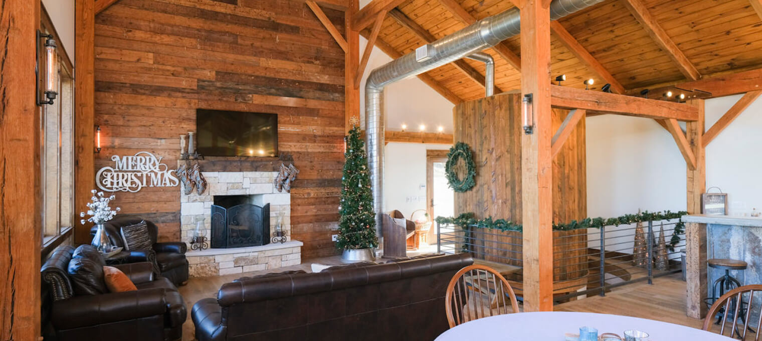 timber frame home hilltop party barn6
