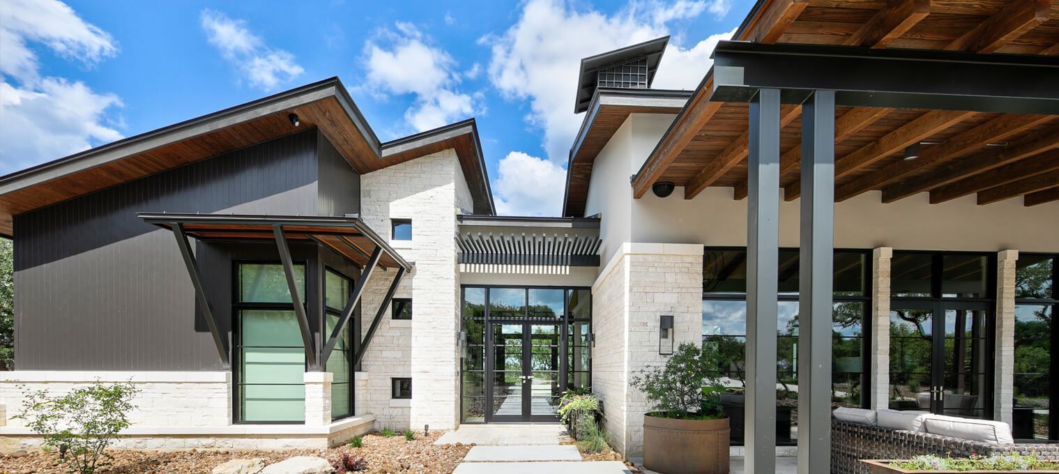 timber frame home Mixed Material Modern1