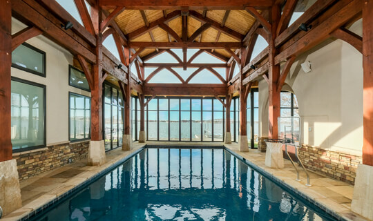 Indoor/Outdoor Pool Pavilion, Residential Timber Frame