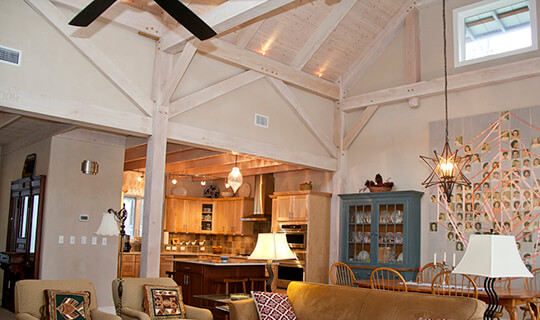 timber frame home great room contemporary white wash