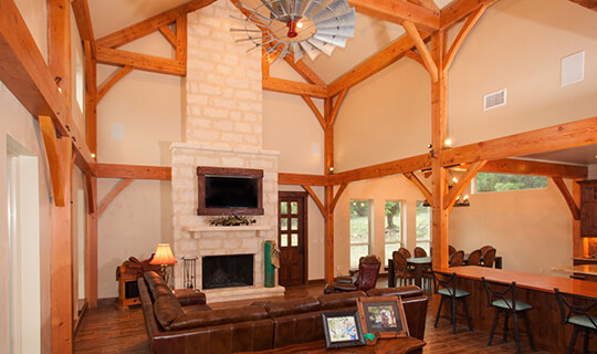 timber frame home modern ranch style