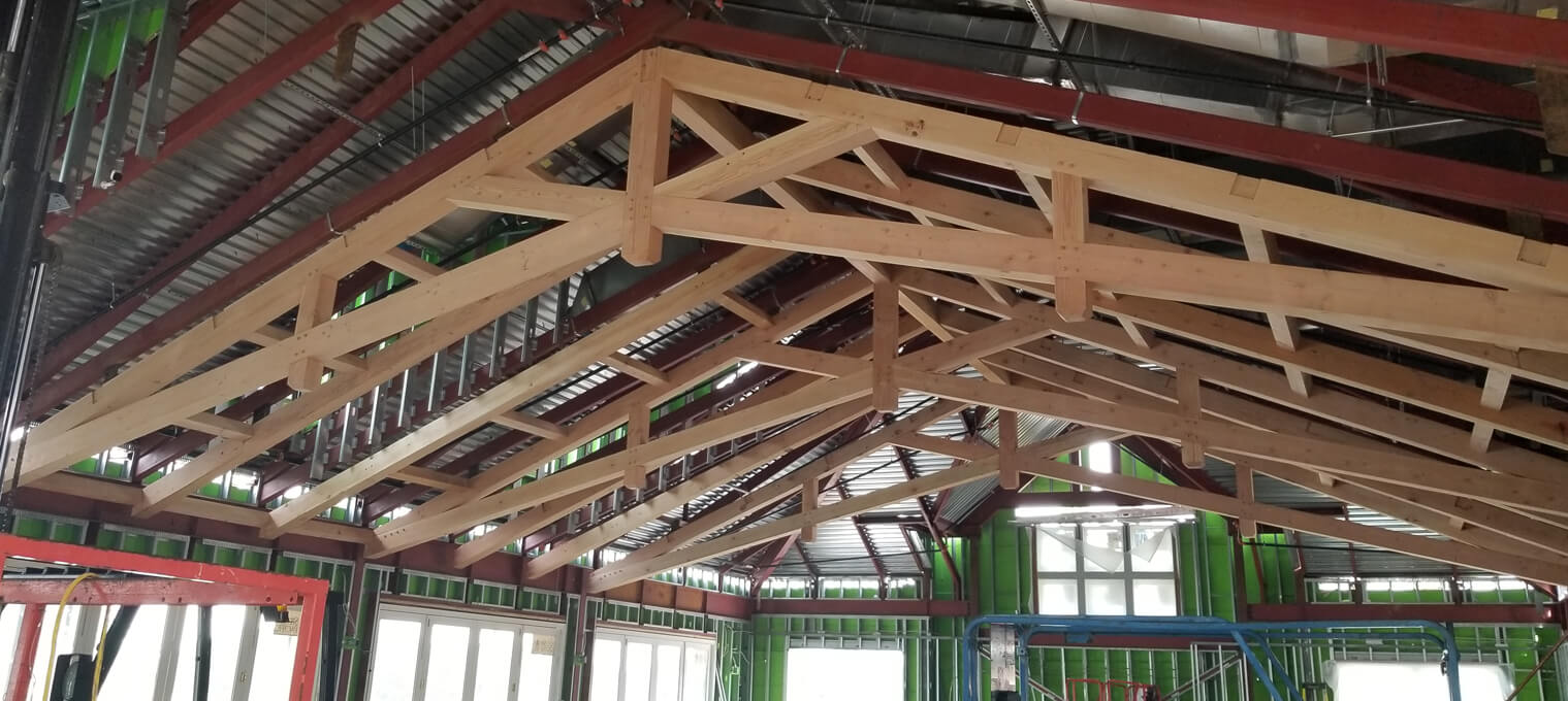 timber frame construction truss raisin progress10