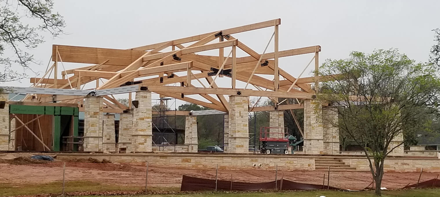 timber frame construction truss raisin progress12