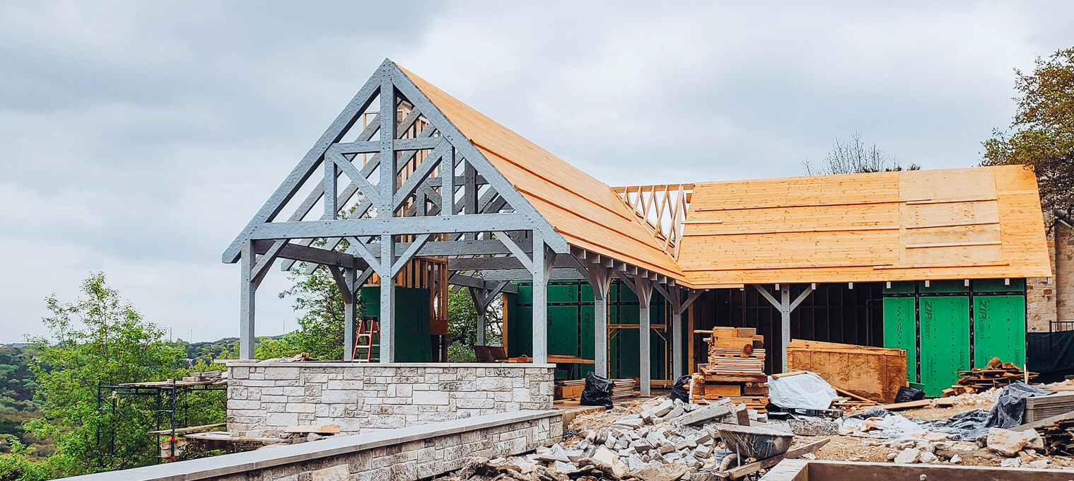 timber frame construction truss raisin progress13