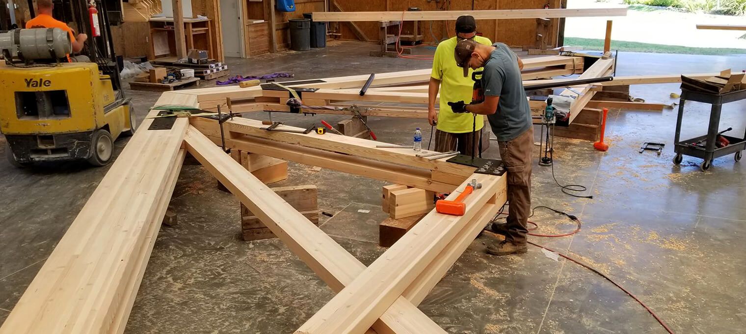 progress timber frame raising 35