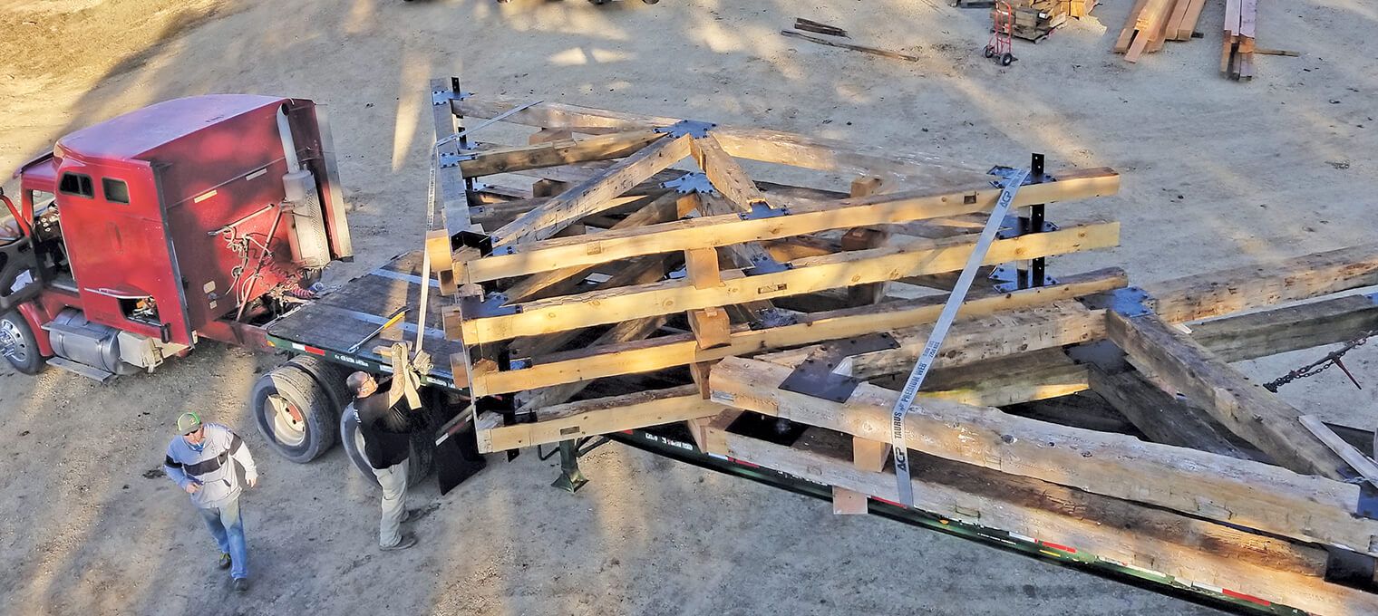 progress timber frame raising 43
