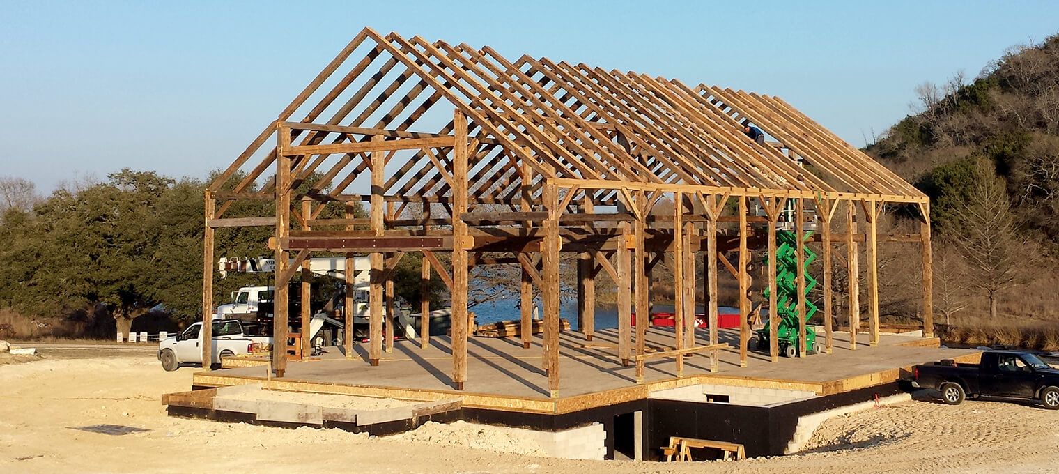 progress timber frame raising 30