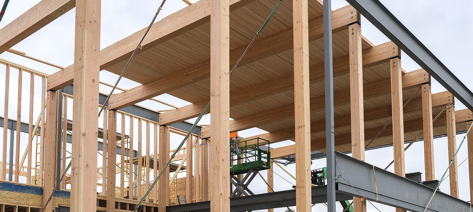 progress timber frame raising 44