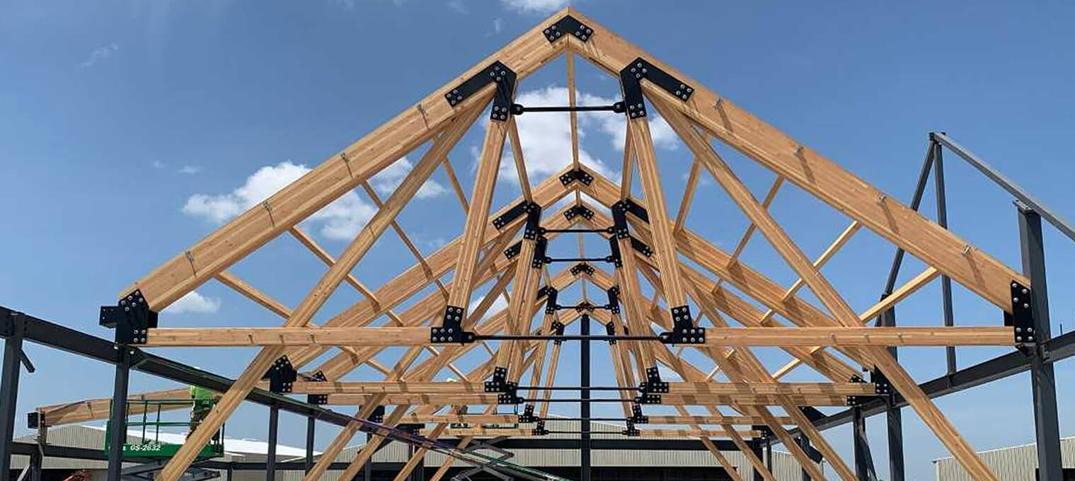 progress timber frame raising 32