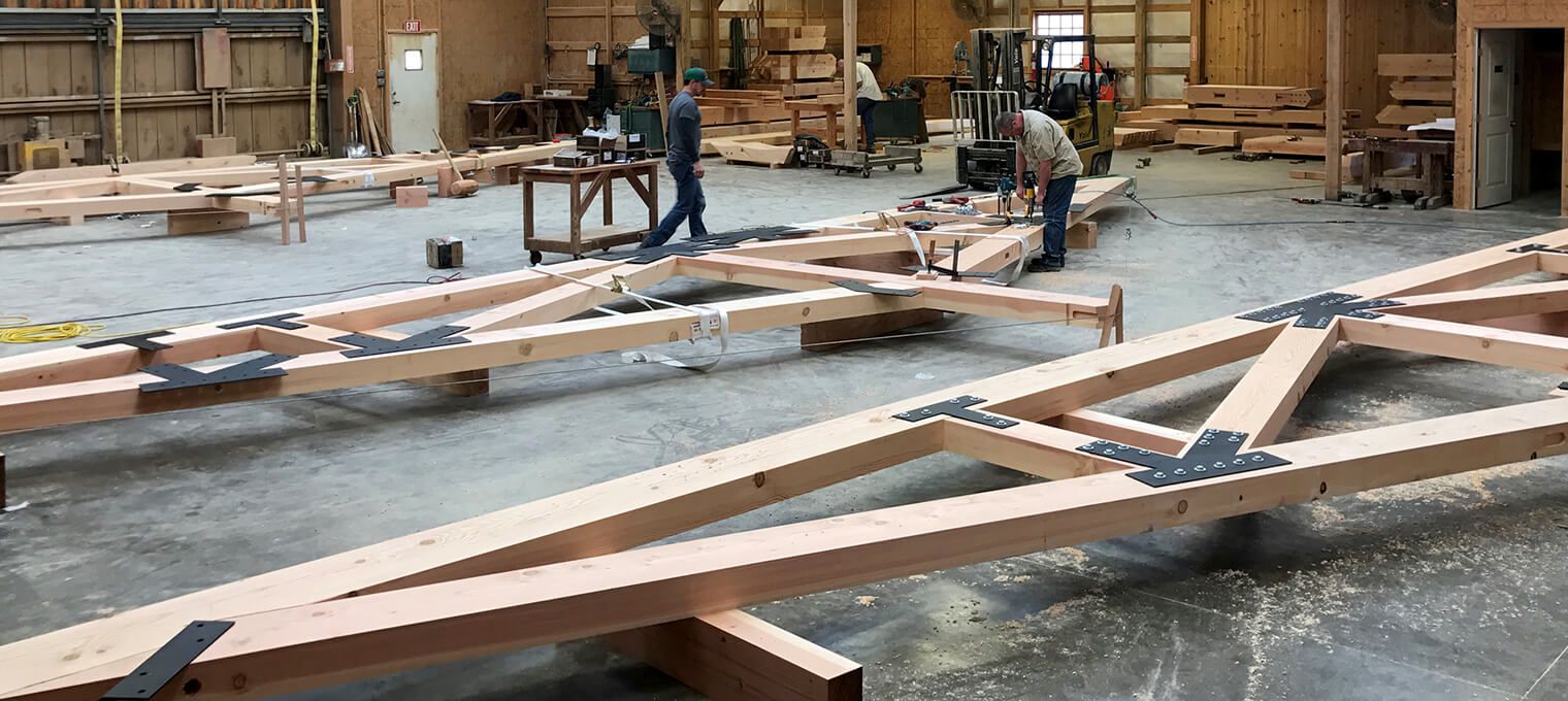 progress timber frame raising 33