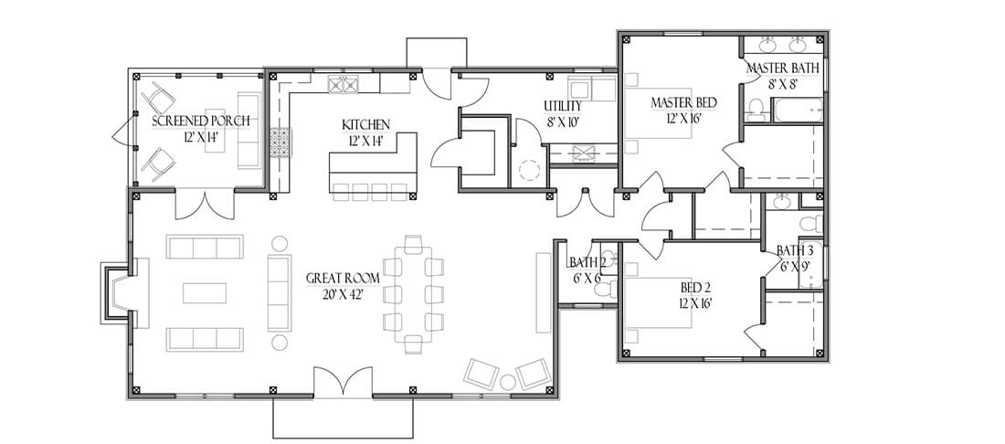 Farmhouse Floor Plan The Guadalupe Timber Frame Home Kit Option2 Layout