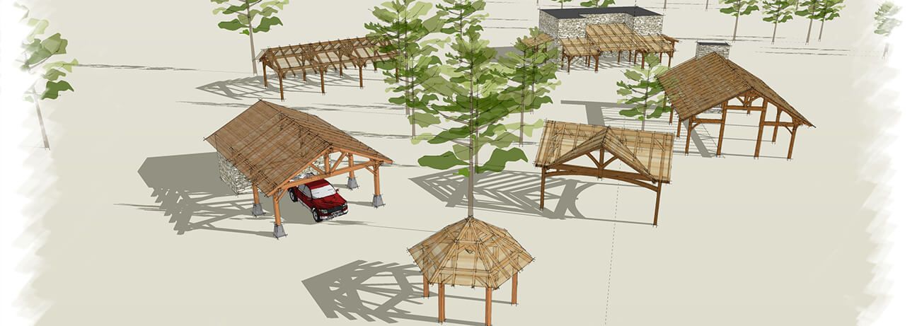Outdoor Pavilion and Pergola Structures Rendering Sample