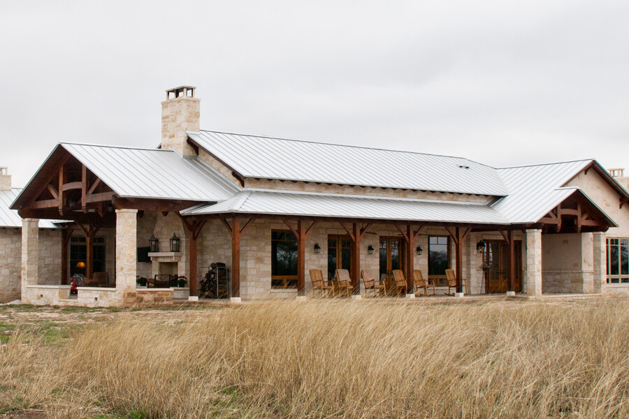 Outdoor timber frame porch, post and beam structure